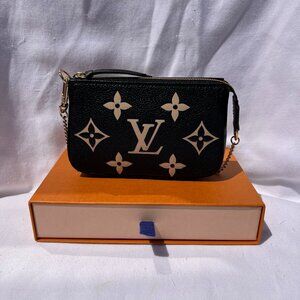 Louis Vuitton Mini Pochette Accessoires Black Bicolor Leather READ DESCRIPTION